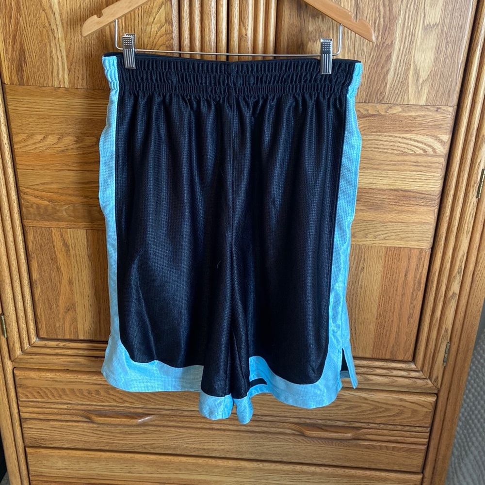 Large Black/Light Blue Athletic Shorts